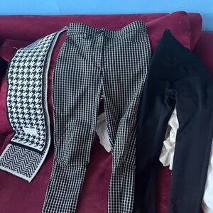 Zara Black and White Checkered Pants and stradivarius leggings